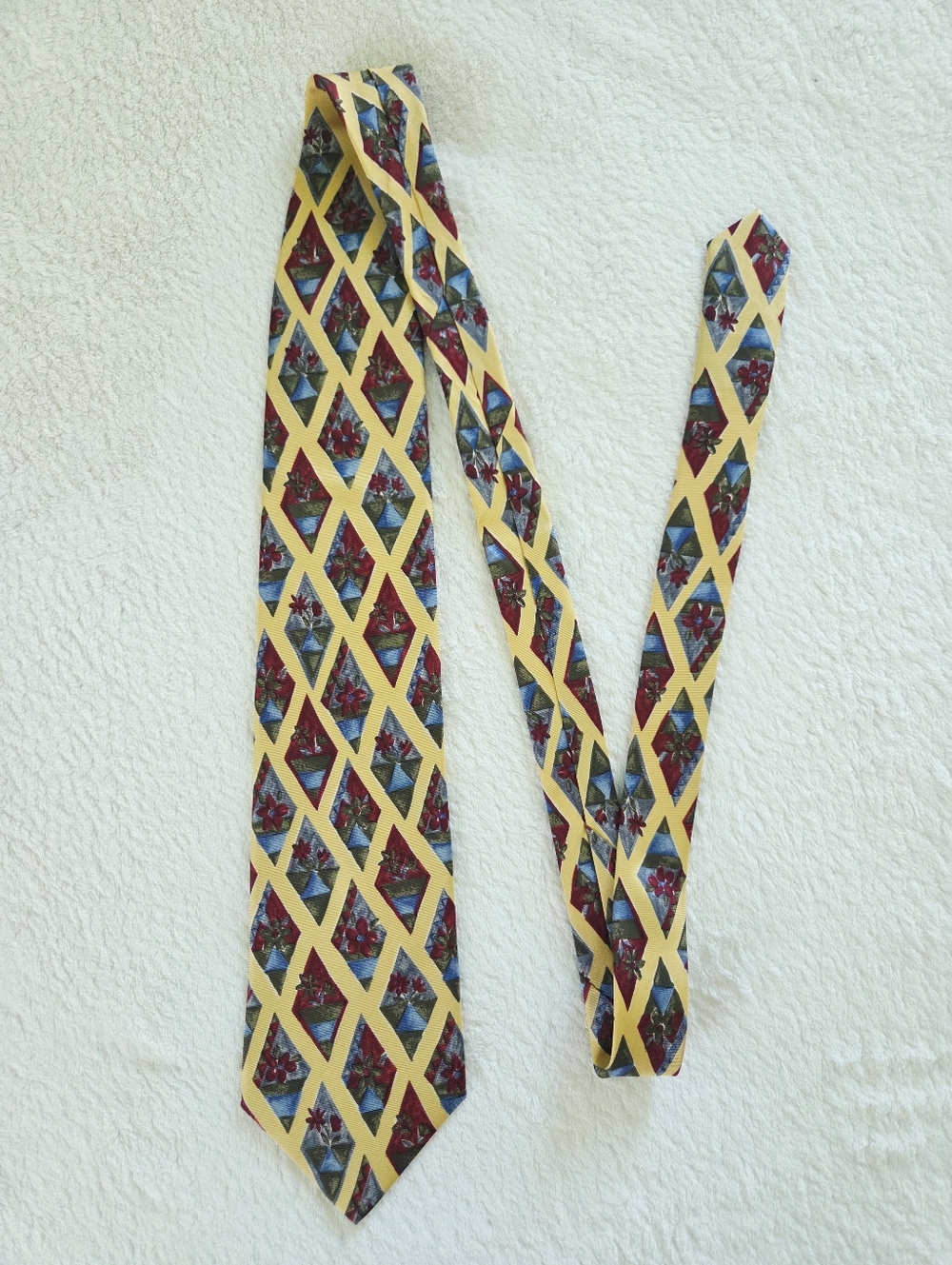 Colours by Alexander Julian Yellow Diamond Pattern Silk Men's Tie
